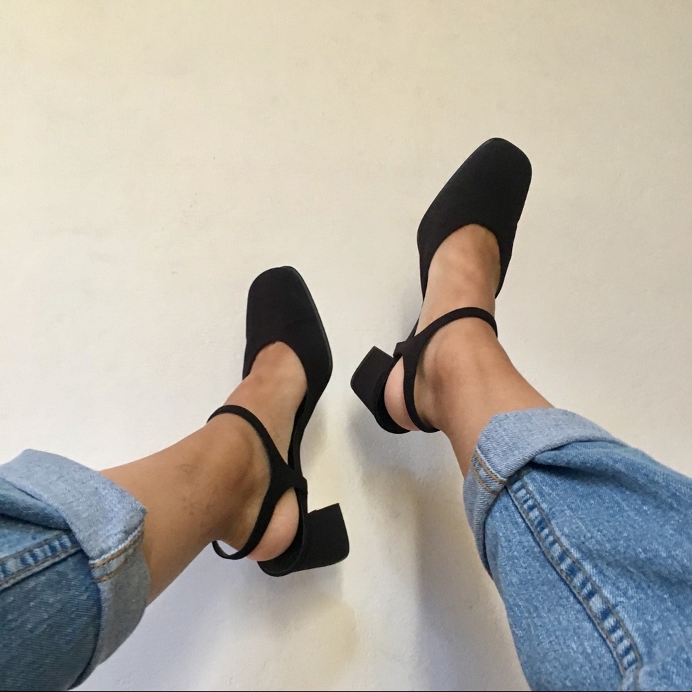 Ann Taylor Black Squared Heels